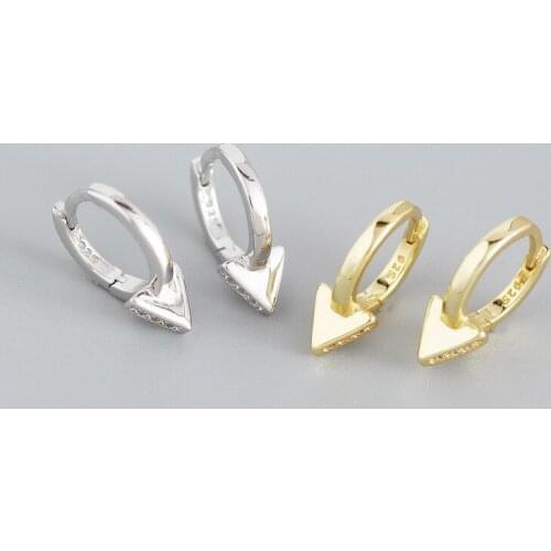 925 Sterling Silver Earring Fashion Punk style geometric triangle Ear Ring Round bead circle Ear Bone Nail Wild Girl Ear Jewelry