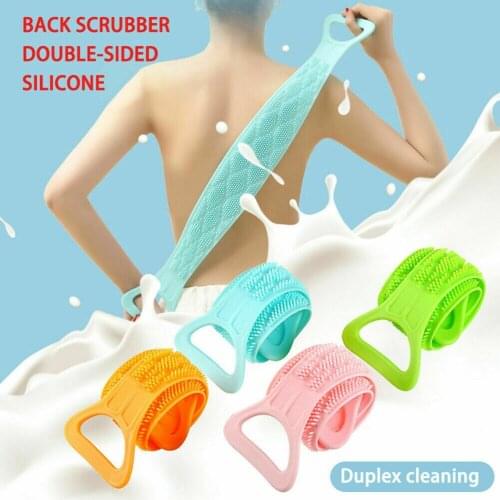 Back Towel Rubbing Bath Brush Sided Scrubber Silicone Scrub Body Skin Care Rubbing Exfoliate Home Bathroom Shower Washing