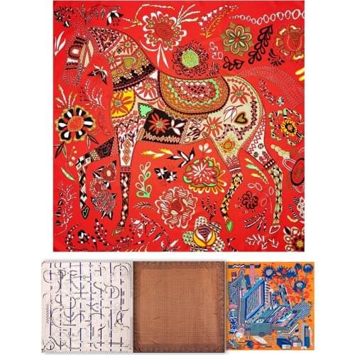 Silk Scarf 90*90cm Luxury 100% Silk Scarf Hand Rolled 100 Silk Scarf Scarves Luxury Designers Scarf Foulard 90x90