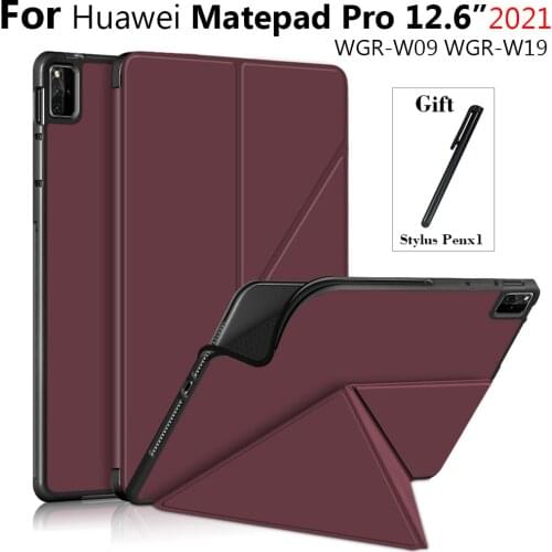 For Huawei MatePad Pro Case 12.6 Inch 2021 WGR-W09 W19 TPU Back Cover Folding Case for Huawei MatePad Pro Multi-Viewing Angles