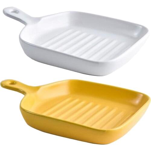 Creative Ceramic Plates with Single Handle Beef Food Dessert Dinner Bakeware