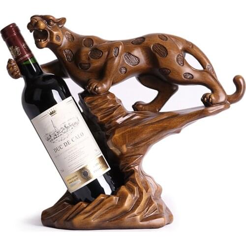 Leopard Sculpture Wine Rack Decorative Resin Cheetah Bottle Holder Wine Collection Stand Office Barware Home Art Ornament Craft