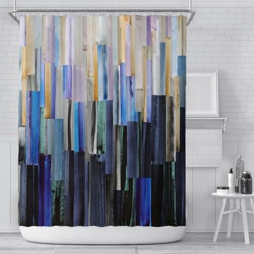 Bath Waterproof 3D Geometry Digital Printed Fabric Bathroom Shower Curtain in the Bathroom for Modern Accessory Bathroom Product