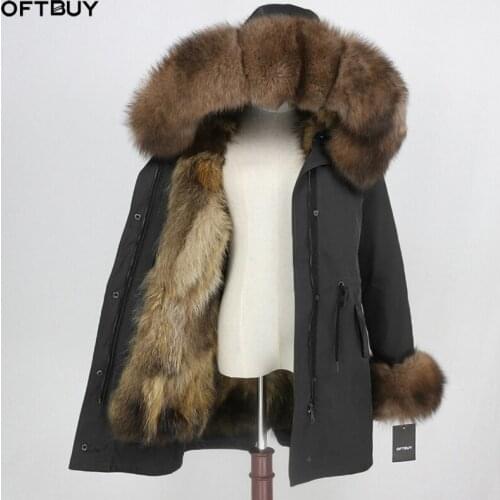 OFTBUY Waterproof Parka Women Real Fox Fur Hood Cuffs Coat Winter Jacket Outerwear Detachable Thick Warm Outerwear Streetwear