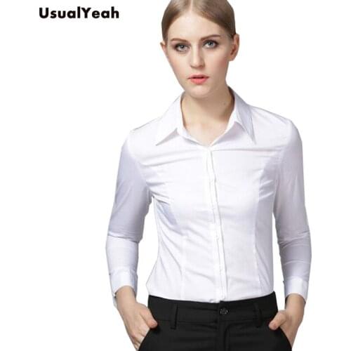 New Women Body Shirt Slim Fit Turn-down Collar Formal Long Sleeve White Shirts Office Blouses For Work Wear SY0283 S-XXL