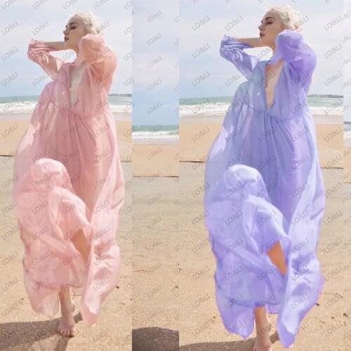 Lo&Li Women Bathrobe Sleepwear Sexy Pink Illusion Custom Made Womens Designer Pyjamas Femme Lingerie For Beach