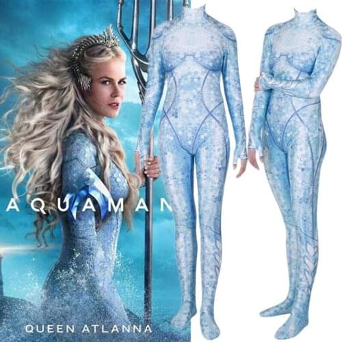 Women Kids Aquaman Queen Atlanna Cosplay Costume Zentai Bodysuit Suit Jumpsuits