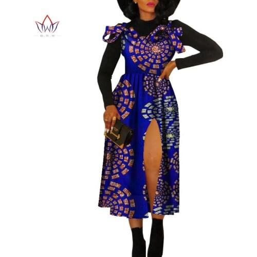 Women Clothing 2021 African Dresses for Women Dashiki Party Evening Dress Swing Floral Printed Lady Outfits Female Clothes WY105