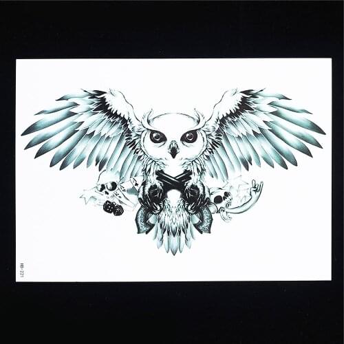 1 Sheet 2019 Fashion Sexy 3D Body Art Makeup Skull Owl Picture Design HB221 Temporary Tattoo Women Men Body Arm Back Art Sticker