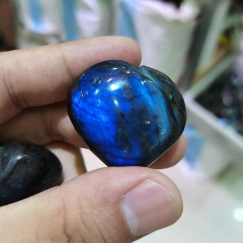 1pcs Crystal Labradorite Palm Stone Natural Quartz Gemstones Crystal Healing Love Shape Stones Gemstone Worry Stone Heart Shape