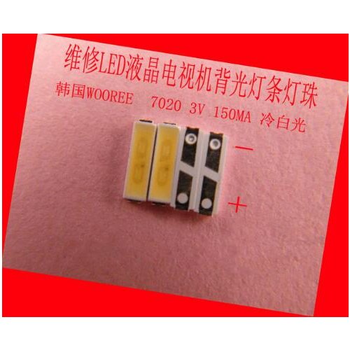 100piece/lot for repair LCD TV LED backlight Article lamp Korean WOOREE SMD LEDs 7020 3V Cold white light emitting diode