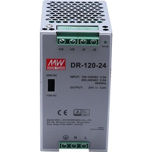 120W Switching Power Supply Industrial Grade Rail Power Supply 24V 5A Rail Mounting DR-120-24
