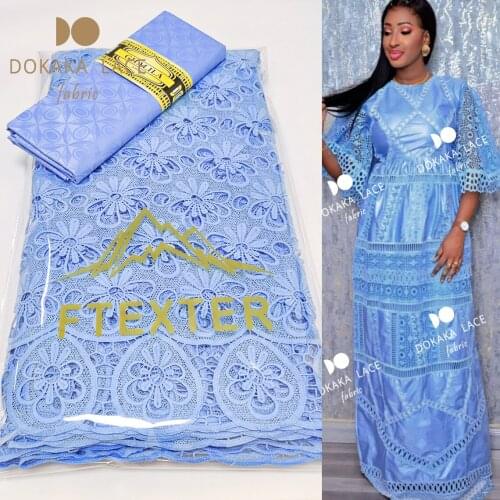2.5+2.5 Yards 2021 High Quality African Lace Fabric Bazin Riche With 100% Cotton Swiss Voile Lace In Switzerland Daily Dresses