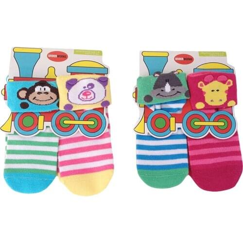 2 Pairs/lot Summer 6-18M Baby Cute Cartoon Socks Mix Patterns Kid Socks Rubber Slip-resistant Turn Cuff Ankle Infant Socks