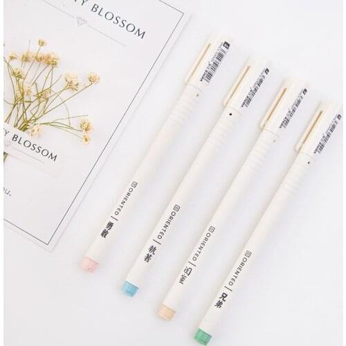 3pcs BZNVN Office Stationery Wen Xi white minimalist rods 0.5mm student stationery pen needle pull black pen cap