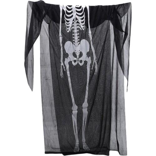 3D Adult Kids Halloween Scary Skeleton Cosplay Costumes Transparent Gown Skull Print Masquerade Ghost Zombie Men Gown