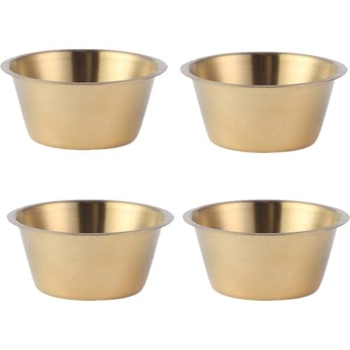 4Pcs/Set Portable Stainless Steel Sauce Cup Kitchen Steak Seasoning Plate Tomato Side Dish Desserts Bowls