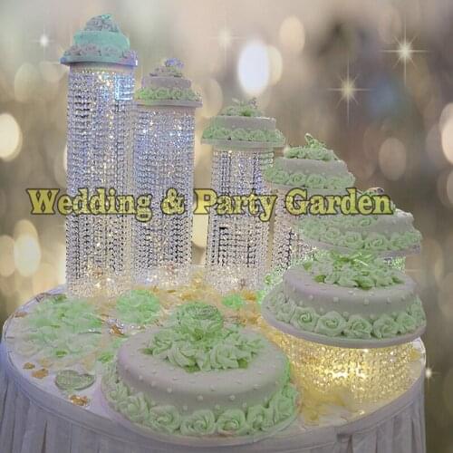 6pcs Birthday Clear Circle Round Cake Stand Wedding Party Display CupCake Rack Christmas Supply Happyshopping D20-35,H45-10