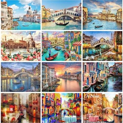 Full Drill 5D DIY Diamond Painting Venice Scenery Embroidery Mosaic River Town Landscape Home Decor Wall Sticker