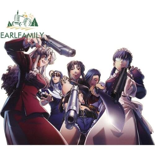 EARLFAMILY 13cm x 9.2cm for Black Lagoon Vinyl Car Wrap Decal Anime Funny Car Stickers Waterproof Windshield Graffiti Graphics