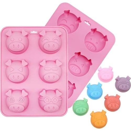6 Holes Littles Pig Shape Cake Mould Pink Silicone Cute Chocolate Biscuits Candy Mold DIY Baking Tools Handmade Jewelry Making