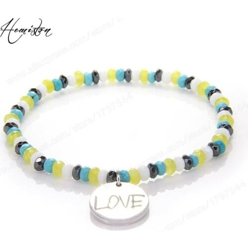 ENGRAVING INCLUDED, Thomas Colorful Small Bead Bracelet with Disc Charm, Glam Jewelry for Women TS B154