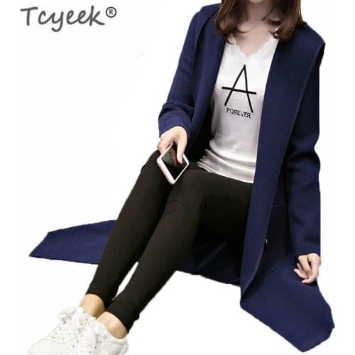 Fashion Sweater Women Autumn Jacket Thick Cardigan Hooded Long Cardigans Spring Ladies Clothes Sueter LWL728