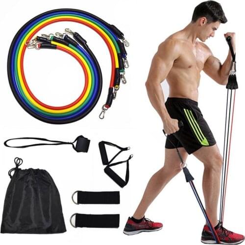 Resistance Bands Set Expander Yoga Exercise Fitness Rubber Tubes Band Stretch Training Home Gyms Workout Elastic 11Pcs
