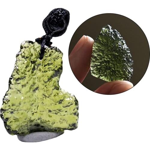Beautiful Moldavite Green Crystal Stone Necklace Irregular Pendant Apotropaic Energy Stone Unique Gift