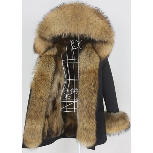 MENINA BONITA 2021 New Long Waterproof Parka Winter Jacket Women Real Fur Coat Hood Natural Raccoon Fox Fur Outerwear Detachable