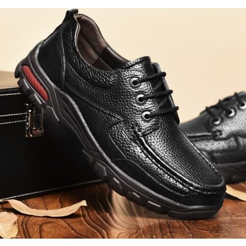 Big Size 38-48 Genuine Leather Shoes Casual Men Shoes Male Leather Shoes With/No Fur Two Models Inside Comfort zapatos De Hombre