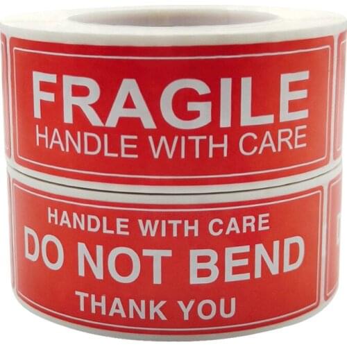 250Pcs Red Fragile remind Stickers The Goods Handle with Care Thank You Warning Labels For Goods Shipping and packaging