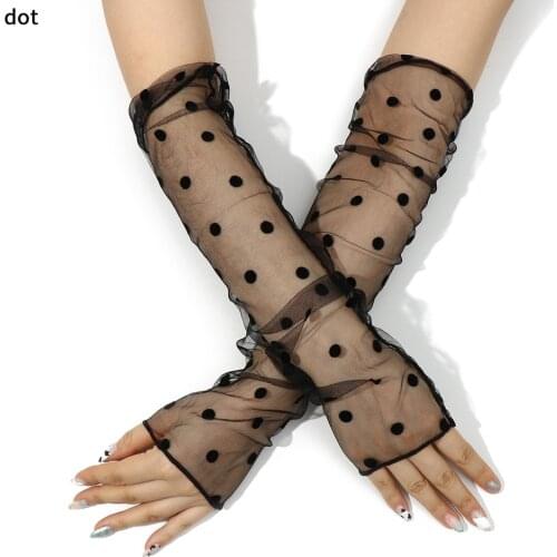 1Pair Summer Sun Protection Fake Sleeve Gloves Womens Sleeves Mesh Lace UV Thin Long-Sleeved Bike Breathable Cycling Gloves