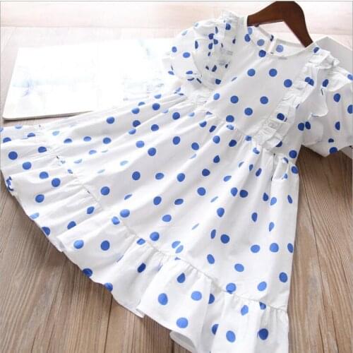 Girls short sleeved dress 2021 new kids dot dresses fashion high-grade Childrens clothes wholesale 5pcs/lot