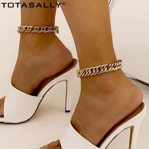 F.J4Z Hot Trend Footchains 2021 Hit-hop Female Thick Cuban Chains Anklets Womens Leg Bracelets Lady Summer Beach Jewelry Gifts