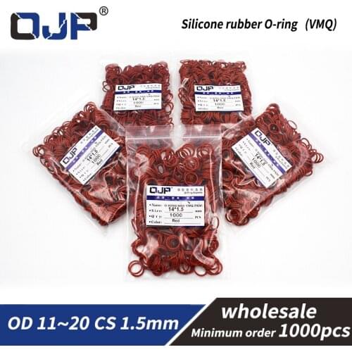 1.5mm Thickness1000PCS/lot Red wholesale Silicone/VMQ OD11/12/13/14/15/16/17/18/19/20mm O Ring Seal Rubber Gasket Washer
