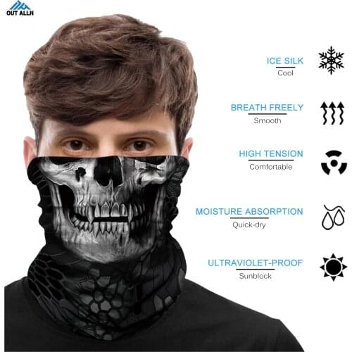 Neck Gaiter Tube Buff Bandana Army Ghost Hiking Scarves Halloween Half Mask Balaclava Moto Face Shield Masque Hooh Bicycle Men