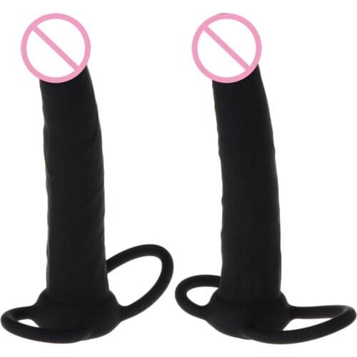 Silicone Double Penetration Cock Ring Penis Enhancer Dildo Adult Sex Toy