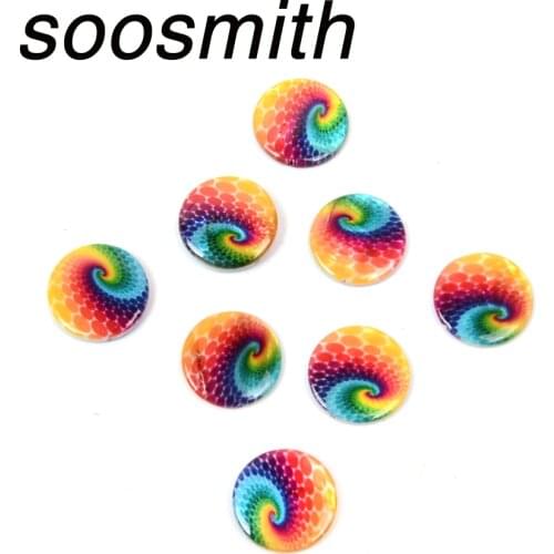 Soosmith 20mm 18pcs Round Shape Two Sides Printed Shell Beads Natural Stone Beads For Jewelry Making Loose Spacer Bead Diy Craft