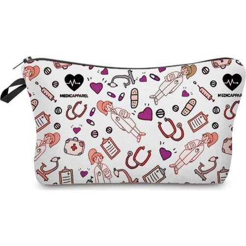 Nurse Love Printed Makeup Bag Pretty Womens Bag Fashion Cosmetic Bags Hot Sale Pencil Cases High Quality Portable Storage Bag