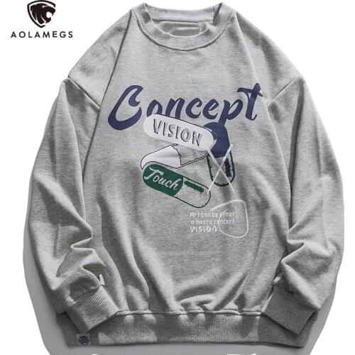 Aolamegs Men Oversized Sweatshirts Autumn Gray Hoodies 2021 Mens Fashions Harajuku Sweatshirts Male Japanese Streetwear Clothing
