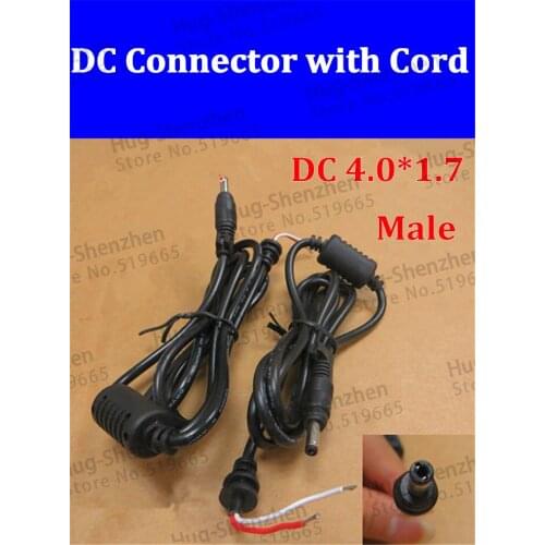 High quality 5pcs DC 4.0*1.7mm Power plug male Connector cord adapter Cable for Laptop 1.2M