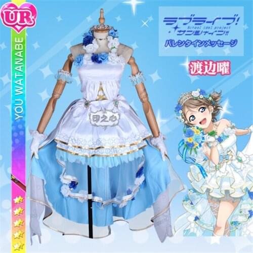 Love Live Sunshine Cosplay Costume Aqours Watanabe You bridal veil Wedding Dress Anime Halloween Suits Skirt O