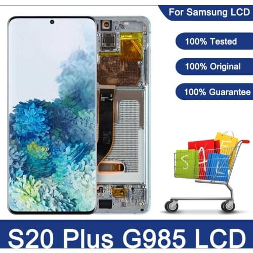 6.7" Original Super AMOLED For Samsung Galaxy S20 Plus S20+ Touch Screen G985 G985F G985F/DS LCD Display Digitizer with Frame