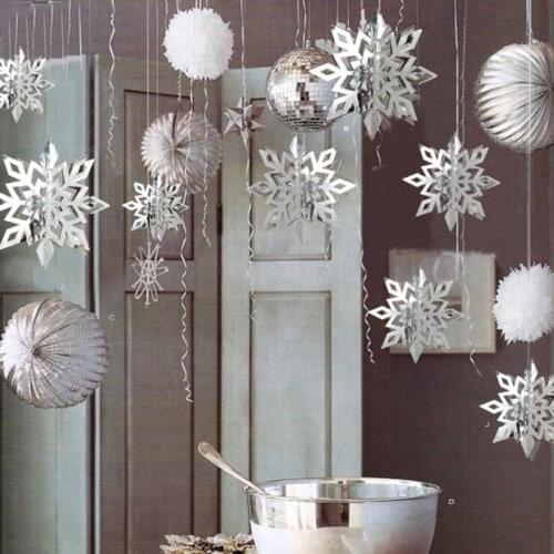 Winter Interior Decoration 3D Hollow Snowflake Paper Garland Fake Snow Decoration Frozen Party Christmas Snowflake Decoration