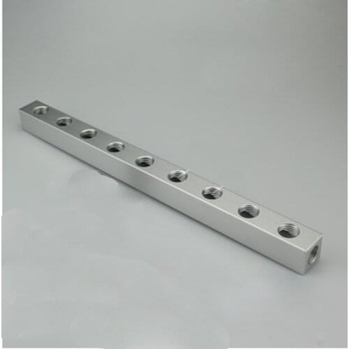 1/4" BSP 20*20mm 9 Way 12 Port Pneumatic Solid Aluminum Quick Connector Manifold Block Splitter Hose Plug Socket Base