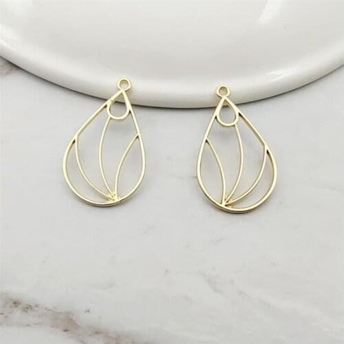 10pcs/lot New Metal Hollow Water Drop Charms Connectors for Diy Fashion Earrings keychain Necklace Pendant Jewelry Accessories