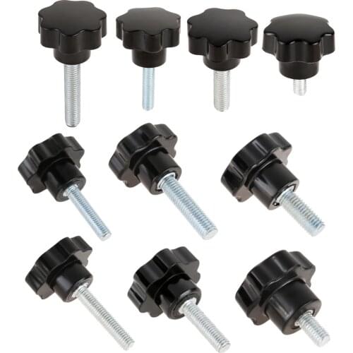 2 Pcs M8 M10 Thread Star Shaped Head Thread Clamping Screw Bolt Knob For Industry Equipment Plastic Carbon Steel Length 16-50mm