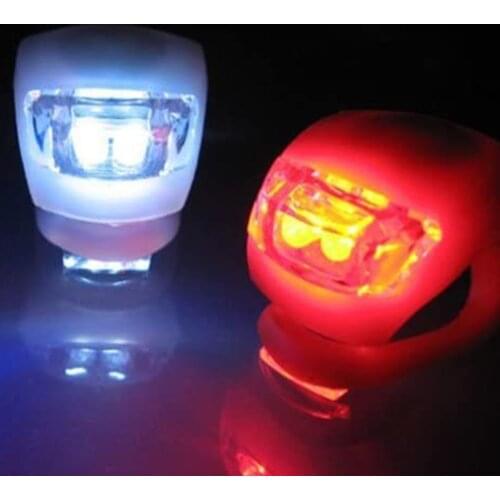 2pcs Waterproof Silicone Mini Bike LED Safe Lights Bicycle Cycling Warning Emergency Front Rear Tail Lamp Red and White