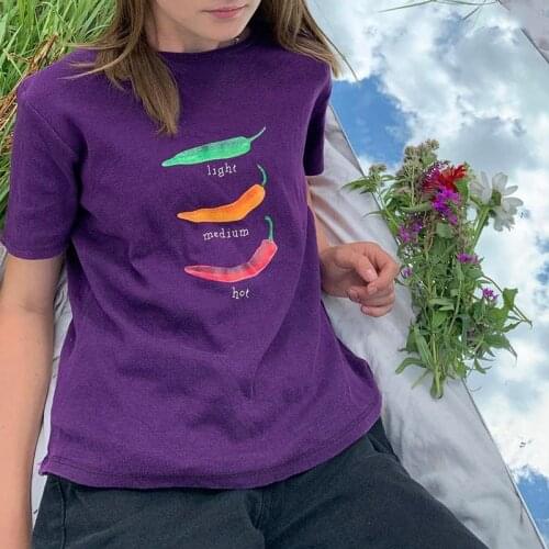 2021 Summer Tops women Cotton T SHIRT hot pepper Printed tshirts